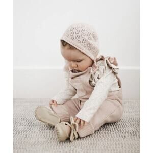 Jamie Kay Knit Bonnet- Oatmeal‎ Beige Marle All Seasons Size 3-6mos- N4